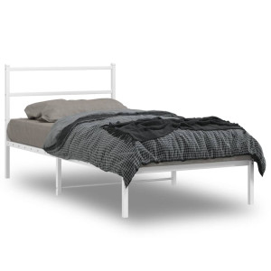 vidaXL Bedframe met hoofdbord metaal wit 100x190 cm