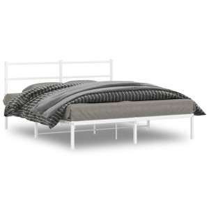 vidaXL Bedframe met hoofdbord metaal wit 150x200 cm