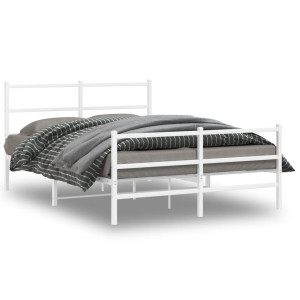 vidaXL Bedframe met hoofd- en voeteneinde metaal wit 140x200 cm