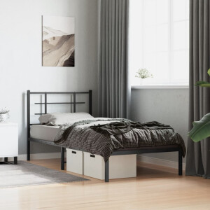 vidaXL Bedframe met hoofdbord metaal zwart 90x190 cm