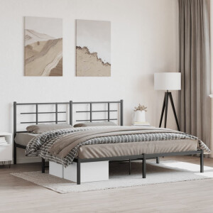 vidaXL Bedframe met hoofdbord metaal zwart 180x200 cm