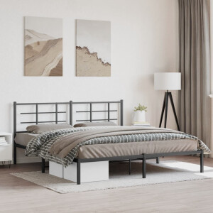 vidaXL Bedframe met hoofdbord metaal zwart 183x213 cm
