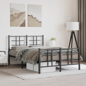 vidaXL Bedframe met hoofd- en voeteneinde metaal zwart 120x190 cm