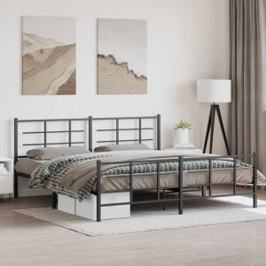 vidaXL Bedframe met hoofd- en voeteneinde metaal zwart 193x203 cm