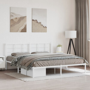 vidaXL Bedframe met hoofdbord metaal wit 180x200 cm