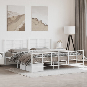 vidaXL Bedframe met hoofd- en voeteneinde metaal wit 193x203 cm