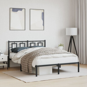 vidaXL Bedframe met hoofdbord metaal zwart 140x200 cm