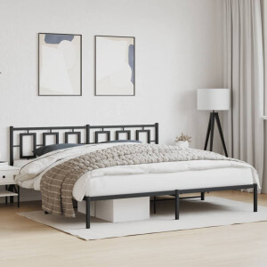 vidaXL Bedframe met hoofdbord metaal zwart 193x203 cm