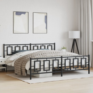 vidaXL Bedframe met hoofd- en voeteneinde metaal zwart 193x203 cm