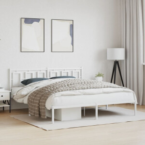 vidaXL Bedframe met hoofdbord metaal wit 183x213 cm
