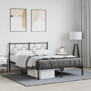 vidaXL Bedframe met hoofdbord metaal zwart 140x200 cm