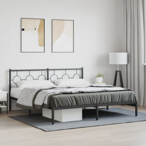vidaXL Bedframe met hoofdbord metaal zwart 183x213 cm
