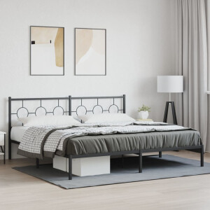 vidaXL Bedframe met hoofdbord metaal zwart 193x203 cm