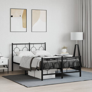 vidaXL Bedframe met hoofd- en voeteneinde metaal zwart 120x200 cm