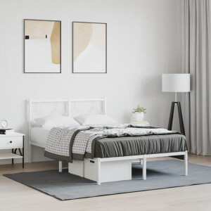 vidaXL Bedframe met hoofdbord metaal wit 120x190 cm