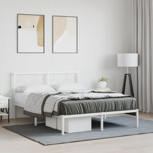 vidaXL Bedframe met hoofdbord metaal wit 140x190 cm