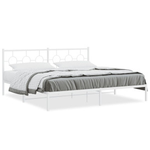 vidaXL Bedframe met hoofdbord metaal wit 193x203 cm