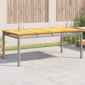 vidaXL Tuintafel 180x90x75 cm poly rattan en acaciahout grijs