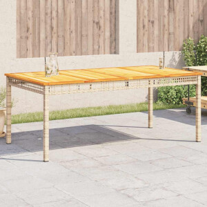 vidaXL Tuintafel 180x90x75 cm poly rattan en acaciahout beige