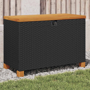 vidaXL Tuinbox 80x40x48 cm poly rattan en acaciahout zwart