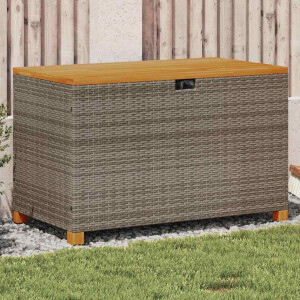 vidaXL Tuinbox 110x55x63 cm poly rattan en acaciahout grijs