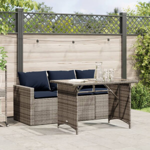 vidaXL 2-delige Tuinset met kussens poly rattan grijs