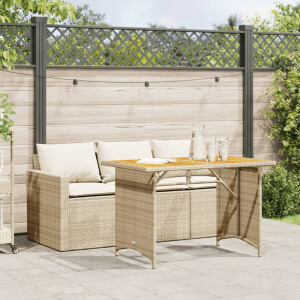 vidaXL 2-delige Tuinset met kussens poly rattan beige