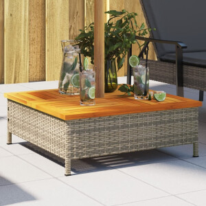 vidaXL Parasolvoetbedekking 70x70x25 cm poly rattan acaciahout grijs