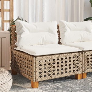 vidaXL Tuinbank zonder armleuning met kussens poly rattan beige