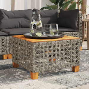 vidaXL Tuintafel 55x55x36 cm poly rattan en acaciahout grijs