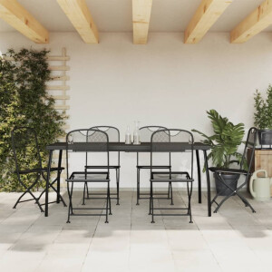 vidaXL 7-delige Tuinset metaalgaas antracietkleurig