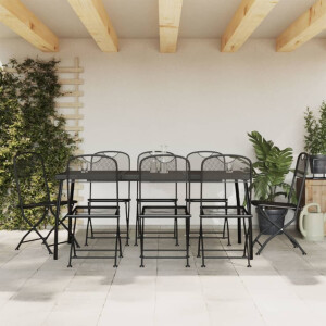 vidaXL 9-delige Tuinset metaalgaas antracietkleurig