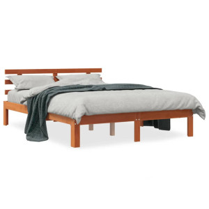 vidaXL Bed met matras massief grenenhout wasbruin 140x190 cm