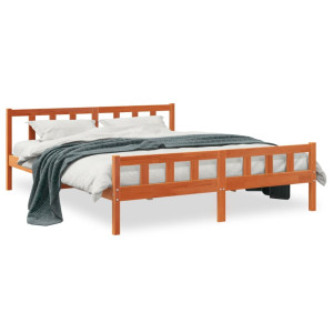 vidaXL Bedframe zonder matras massief grenenhout wasbruin 160x200 cm