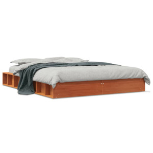 vidaXL Bedframe zonder matras massief grenenhout wasbruin 120x200 cm