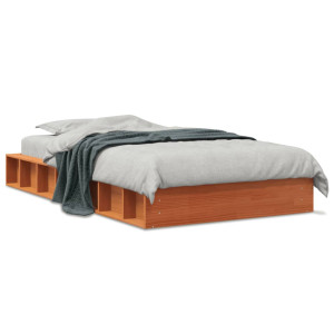 vidaXL Bedframe zonder matras massief grenenhout wasbruin 90x200 cm