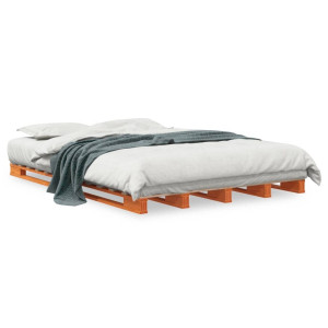 vidaXL Palletbed massief grenenhout wasbruin 140x200 cm