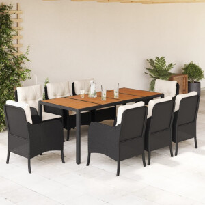 vidaXL 9-delige Tuinset poly rattan zwart