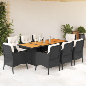 vidaXL 9-delige Tuinset poly rattan zwart
