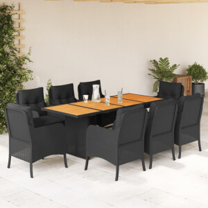 vidaXL 9-delige Tuinset poly rattan zwart