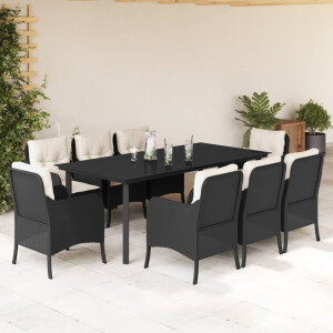 vidaXL 9-delige Tuinset poly rattan zwart