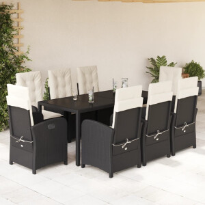 vidaXL 9-delige Tuinset poly rattan zwart