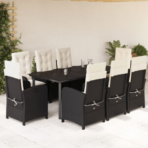 vidaXL 9-delige Tuinset poly rattan zwart