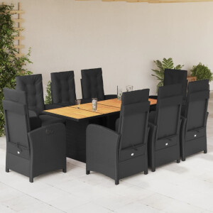 vidaXL 9-delige Tuinset poly rattan zwart