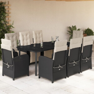 vidaXL 9-delige Tuinset poly rattan zwart