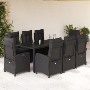 vidaXL 9-delige Tuinset poly rattan zwart