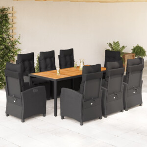 vidaXL 9-delige Tuinset poly rattan zwart