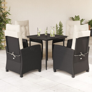vidaXL 5-delige Tuinset met kussens poly rattan zwart