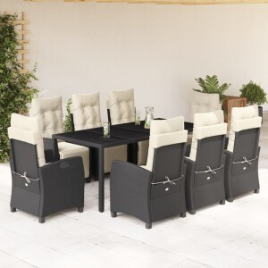 vidaXL 9-delige Tuinset poly rattan zwart