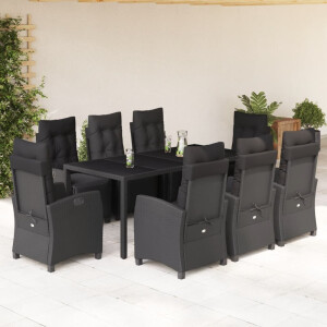 vidaXL 9-delige Tuinset poly rattan zwart